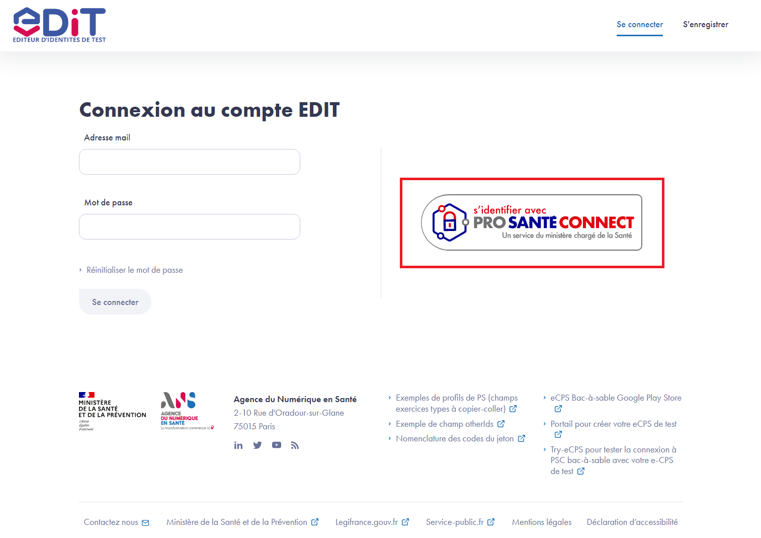 S'enregistrer sur EDIT avec PSC