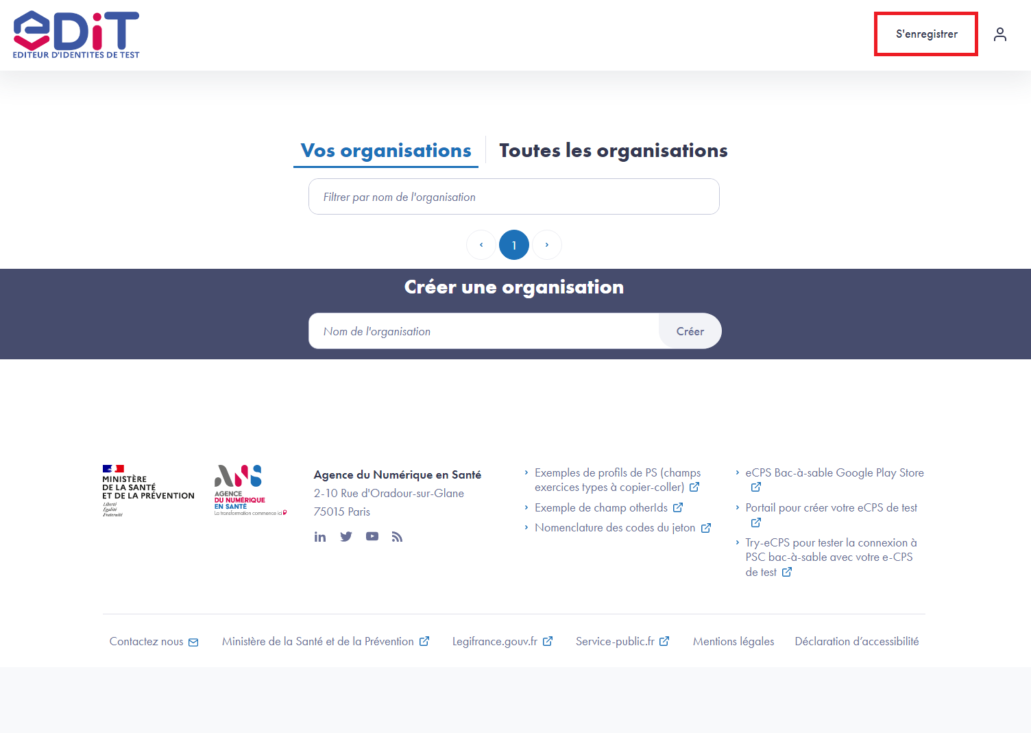 S'enregistrer avec PSC