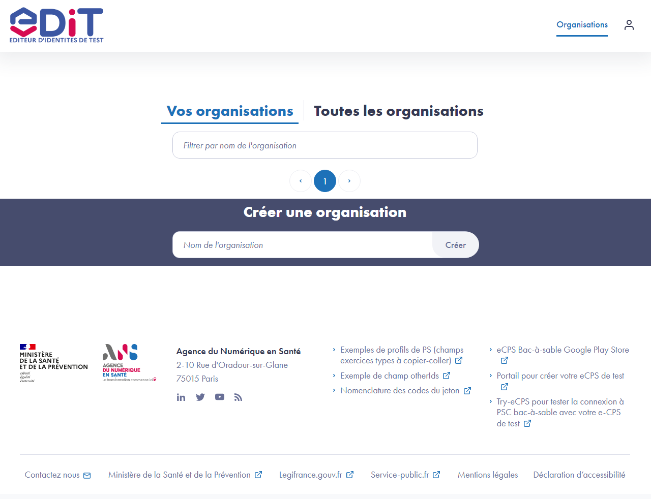 Création organisation