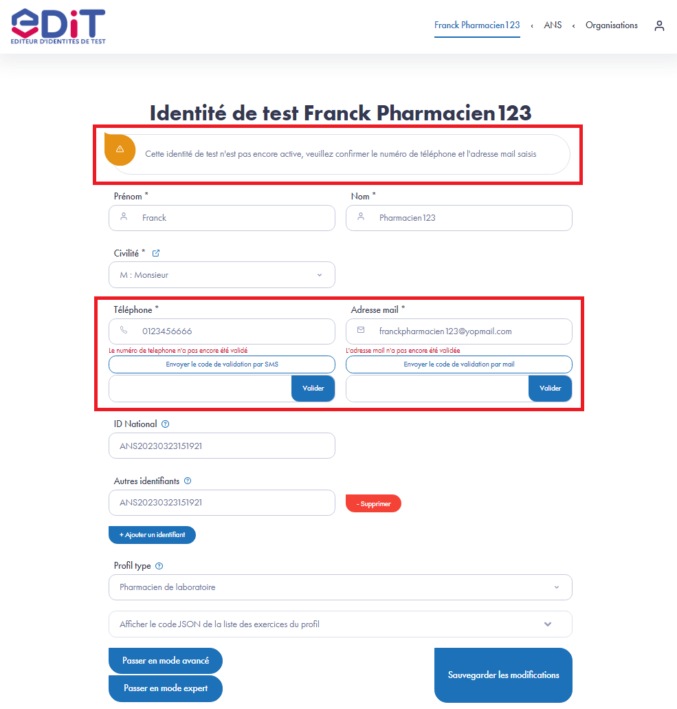 Activation création rapide