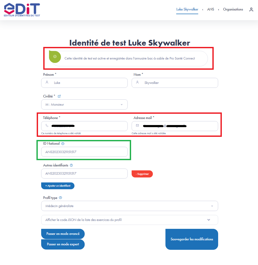 Identité rapide activée