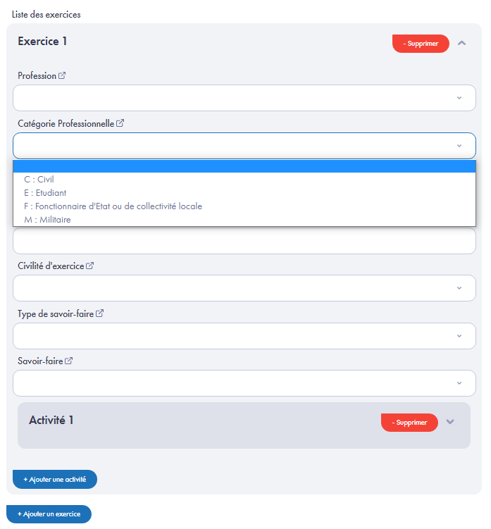 Liste exercices avancé
