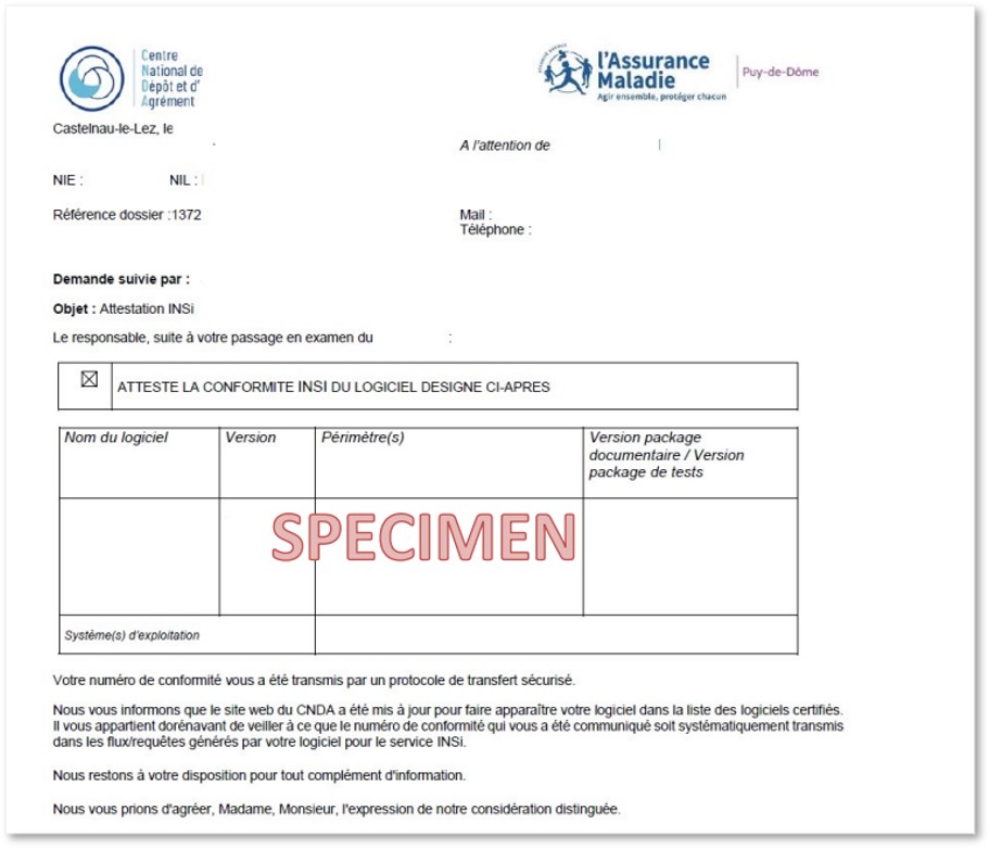 Attestation de conformité - CNDA